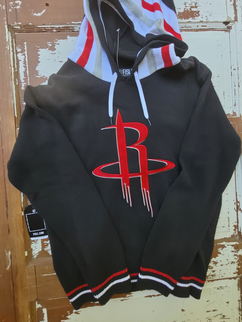 Houston Rockets FISLL Black Knit Hooded Sweater Men’s Medium NWT NBA